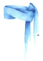 A watercolor painting of a light blue armband. 